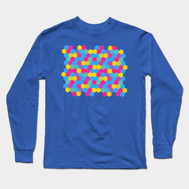 Pan Pride Small Clustered Hexagons Long Sleeve T-Shirt by VernenInk